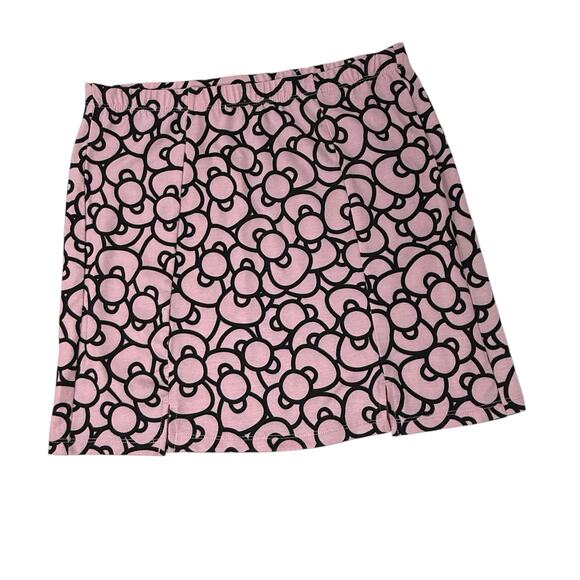 Hello Kitty By Sanrio Pink Black Bow Print Mini Skirt Size Small Kawaii Kpop - Picture 2 of 5